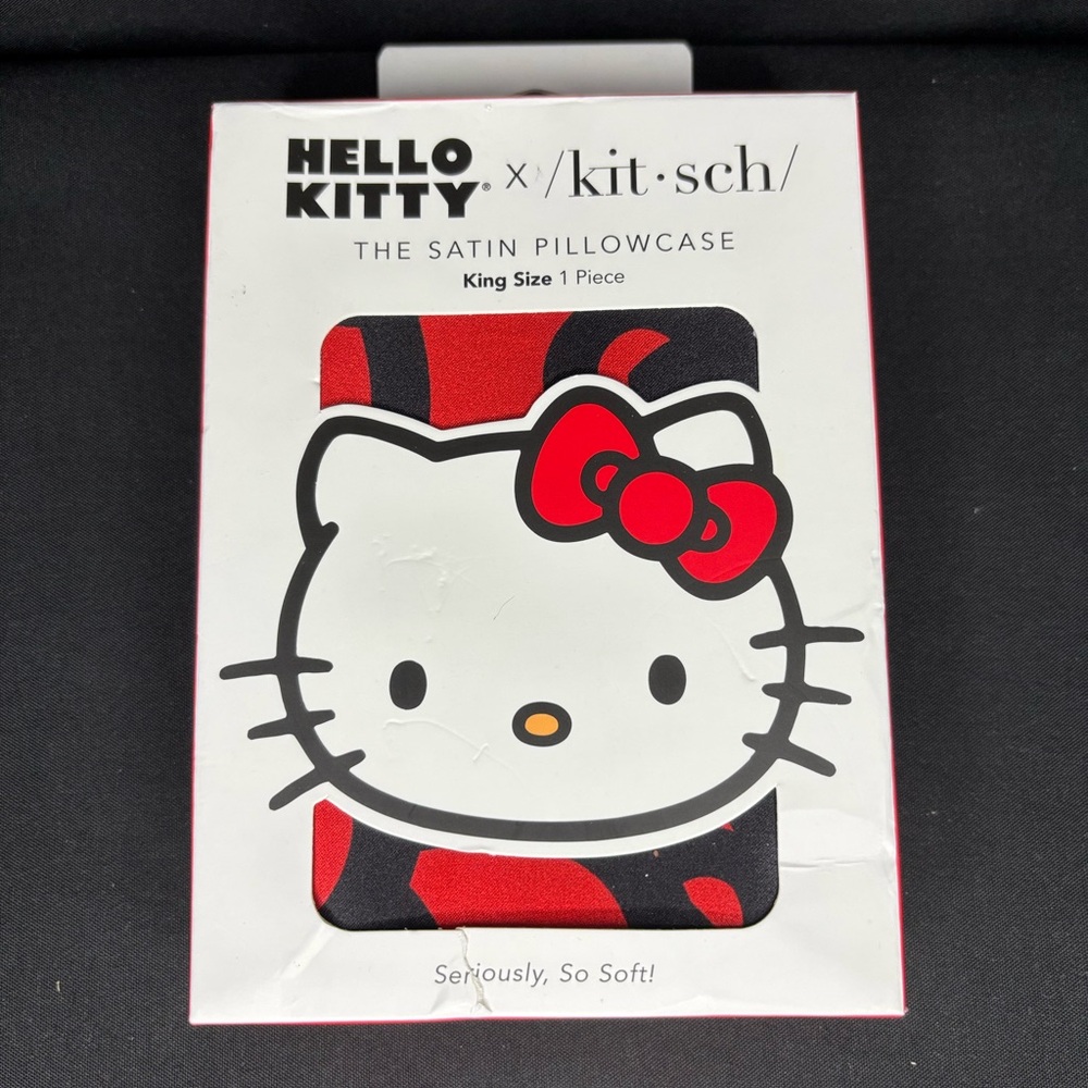 Kitsch Hello Kitty Red and Black Satin Pillowcase